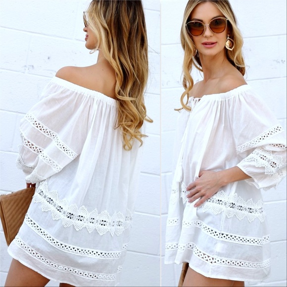 Cruisin' Cotton Off Shoulder Blouse - Picture 2 of 3